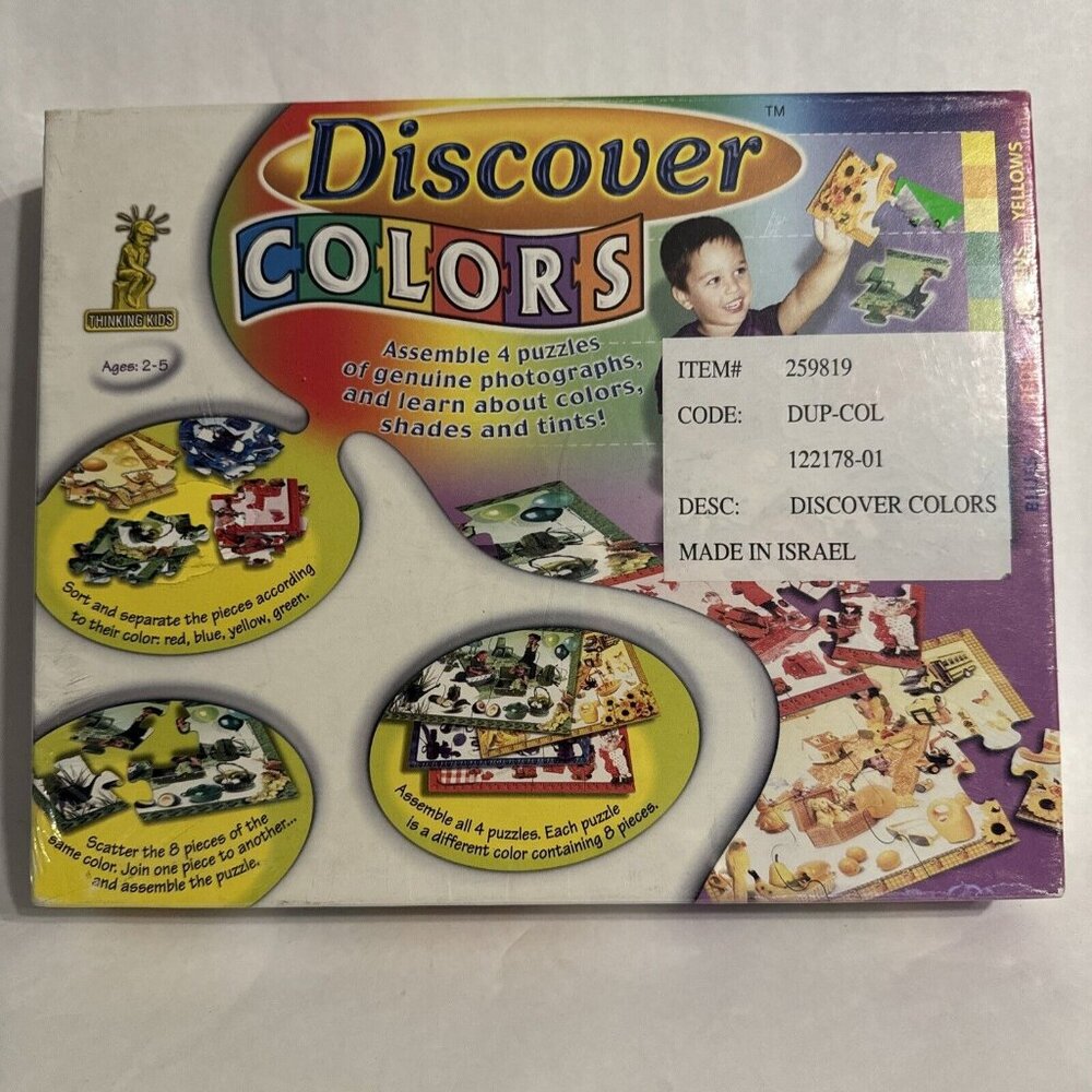 NEW/SEALED Discover Colors 4 puzzles learn about colors & shapes Ages 2-5 Israel